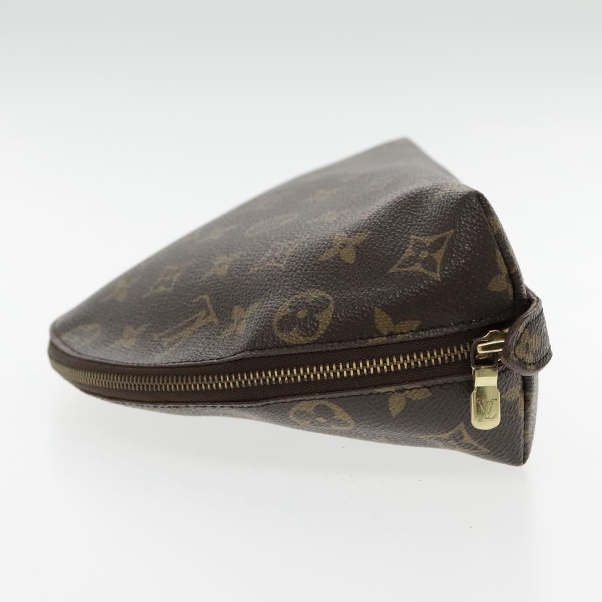 LOUIS VUITTON Monogram Trousse Demi Ronde Cosmetic Pouch M47520 LV Auth 94326