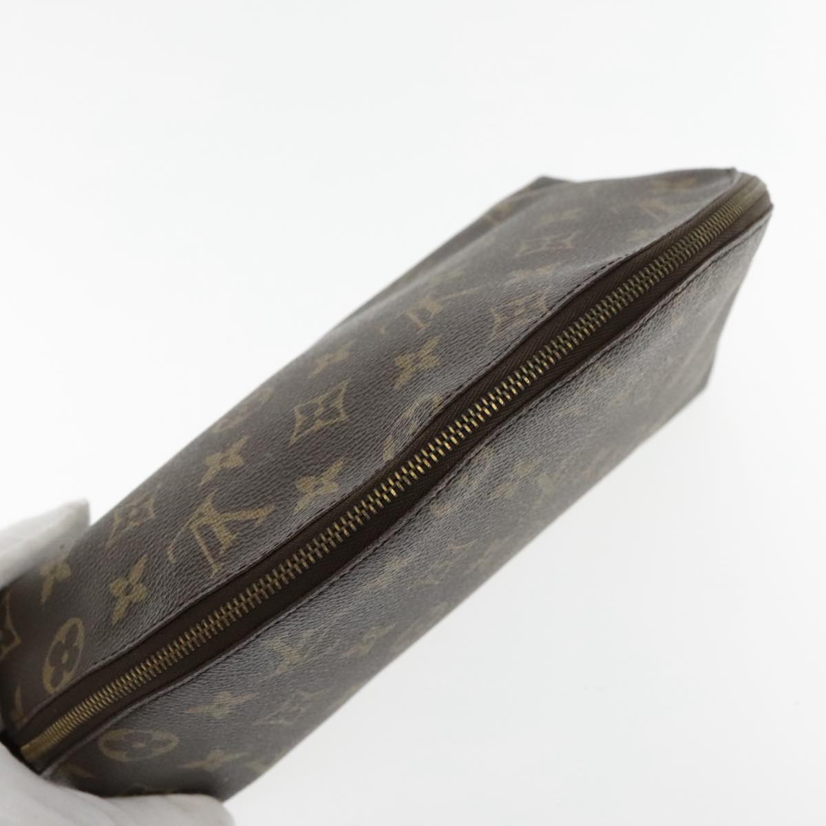 LOUIS VUITTON Monogram Trousse Demi Ronde Cosmetic Pouch M47520 LV Auth 94326