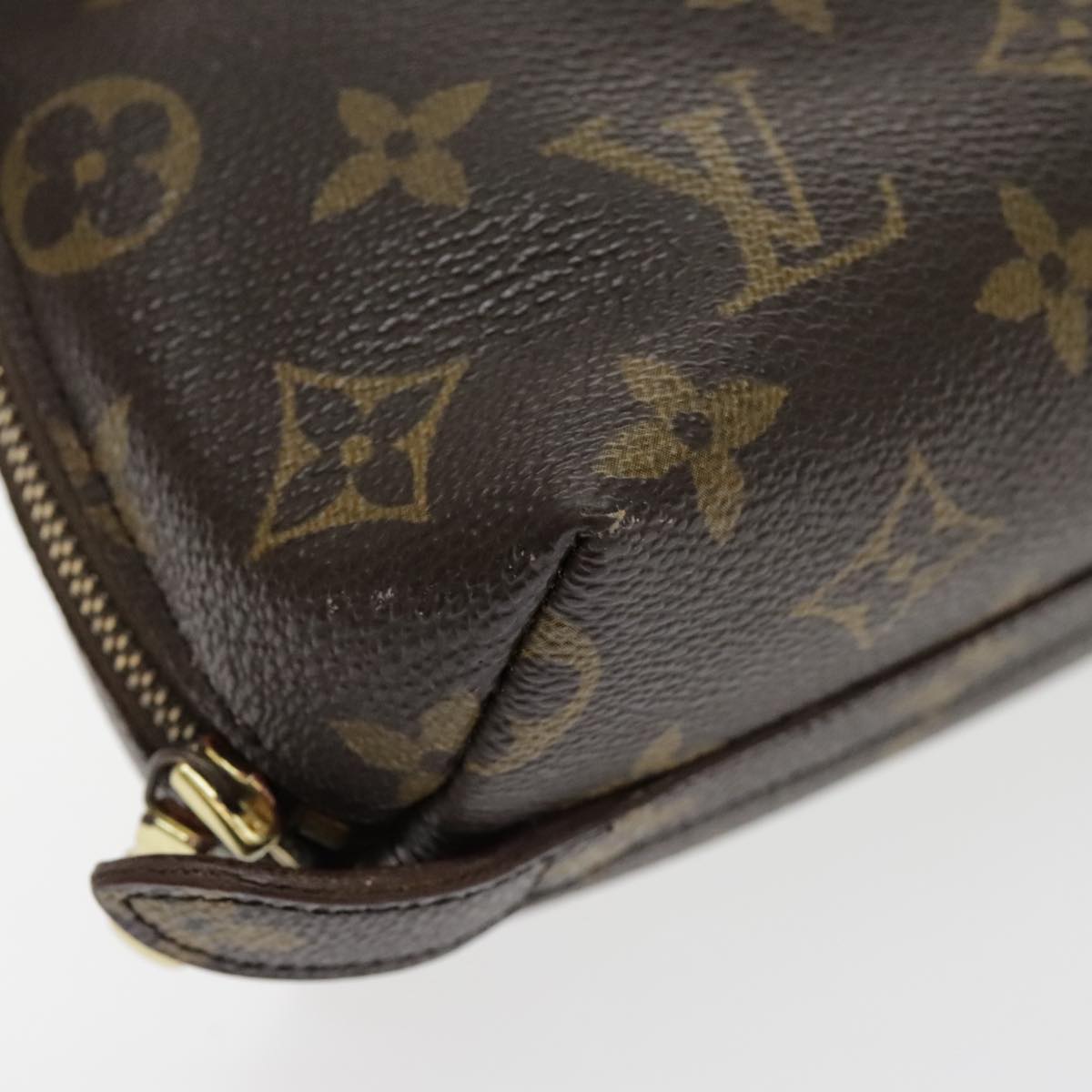 LOUIS VUITTON Monogram Trousse Demi Ronde Cosmetic Pouch M47520 LV Auth 94326