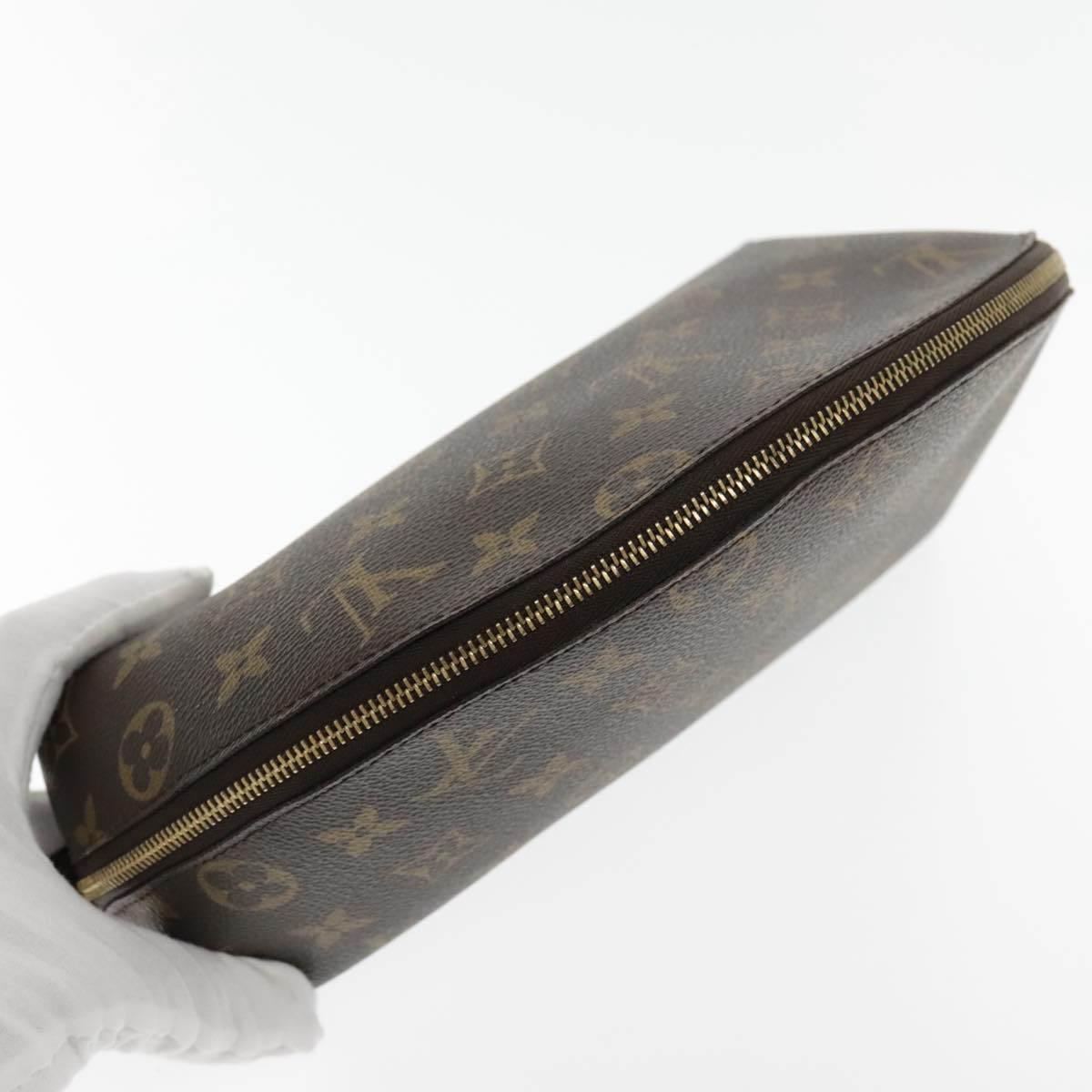 LOUIS VUITTON Monogram Trousse Demi Ronde Cosmetic Pouch M47520 LV Auth 94327