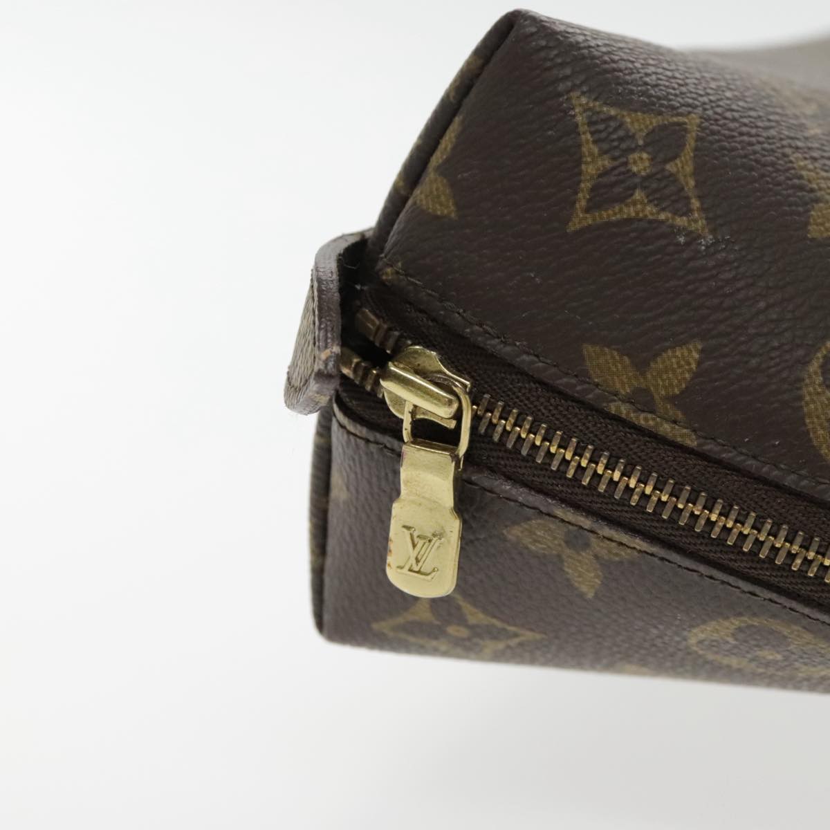 LOUIS VUITTON Monogram Trousse Demi Ronde Cosmetic Pouch M47520 LV Auth 94328