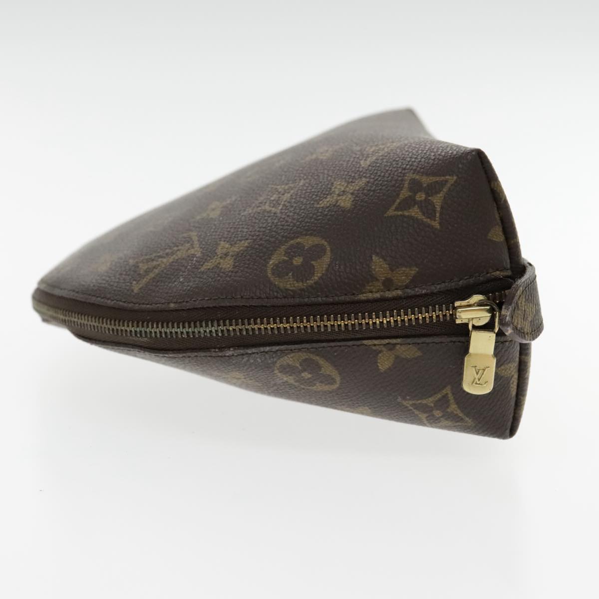 LOUIS VUITTON Monogram Trousse Demi Ronde Cosmetic Pouch M47520 LV Auth 94328