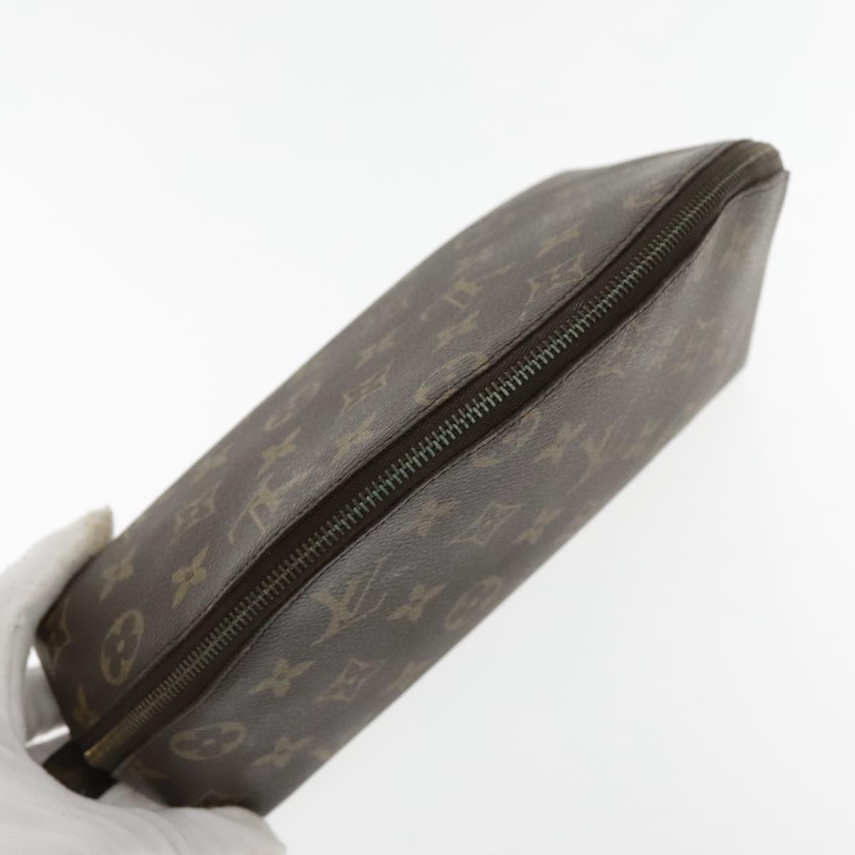 LOUIS VUITTON Monogram Trousse Demi Ronde Cosmetic Pouch M47520 LV Auth 94328