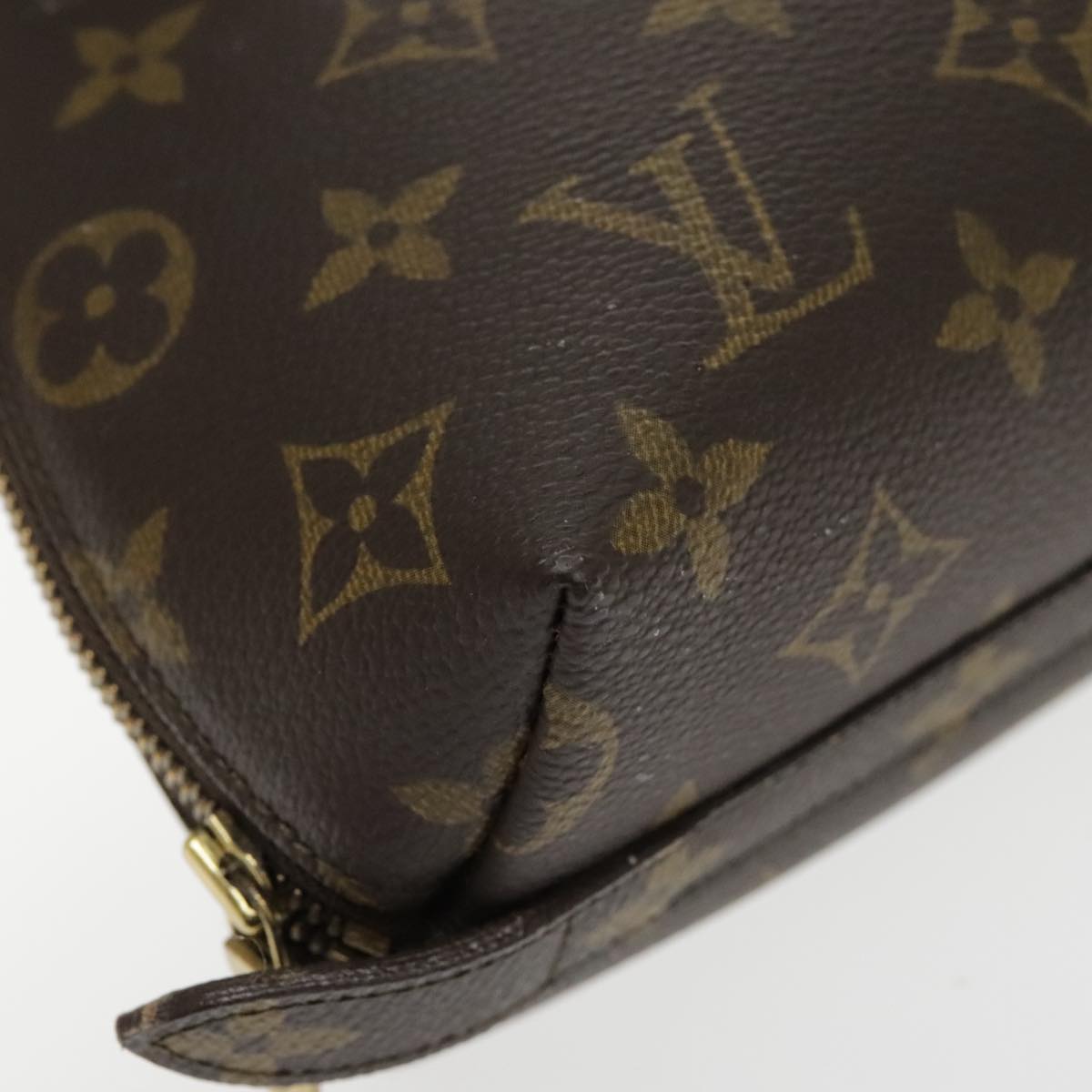 LOUIS VUITTON Monogram Trousse Demi Ronde Cosmetic Pouch M47520 LV Auth 94328