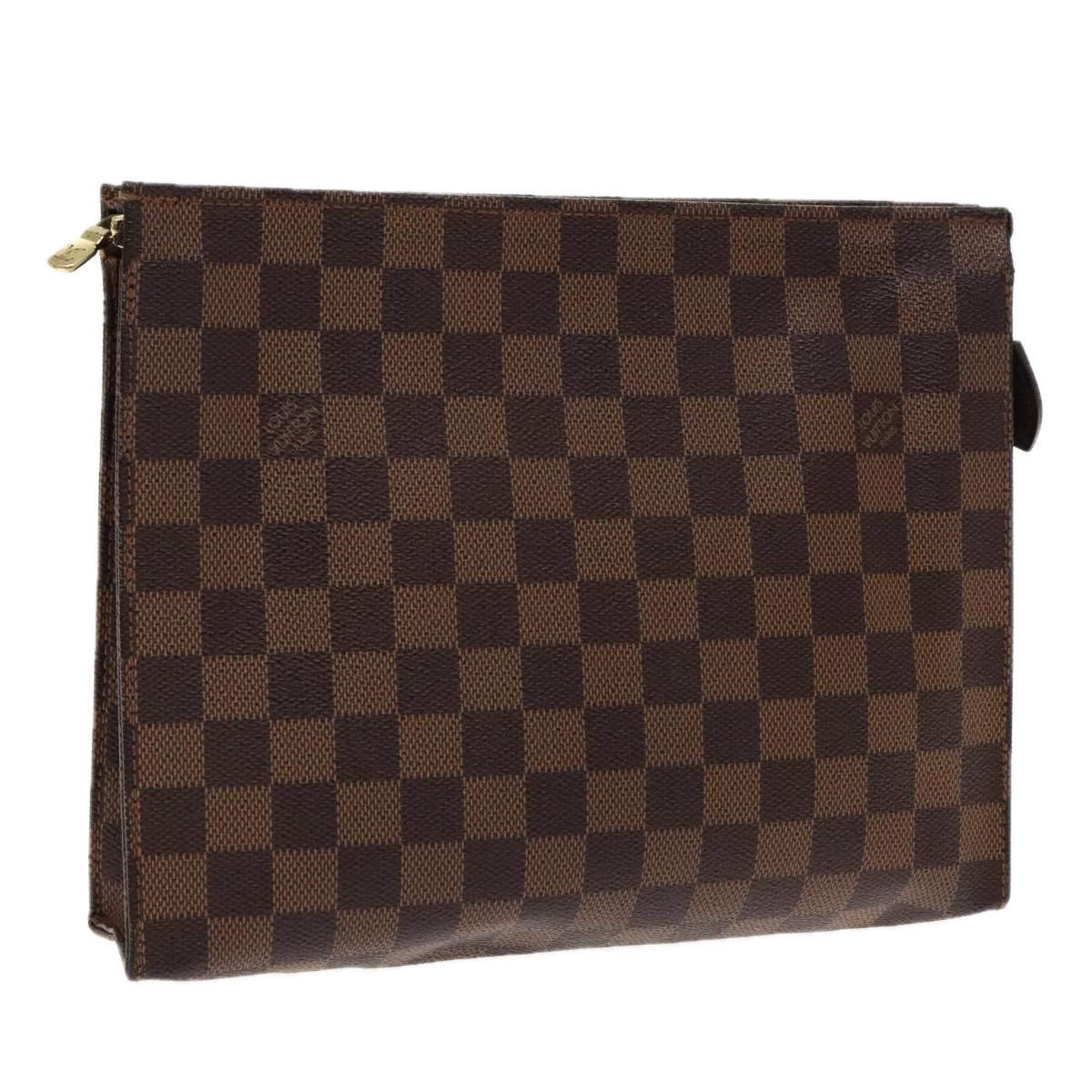 LOUIS VUITTON Damier Ebene Poche Toilette 26 Pouch N47543 LV Auth 94387