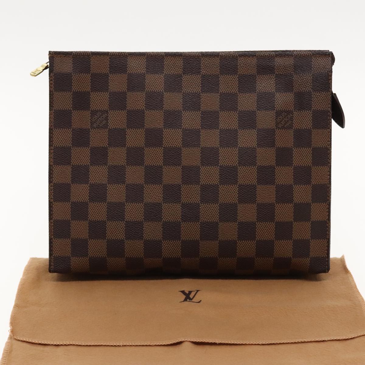 LOUIS VUITTON Damier Ebene Poche Toilette 26 Pouch N47543 LV Auth 94387