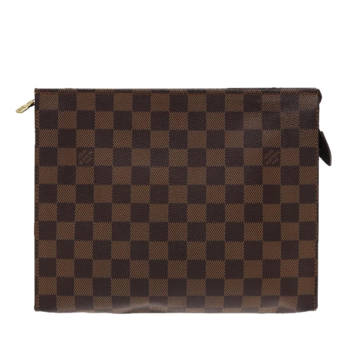 LOUIS VUITTON Damier Ebene Poche Toilette 26 Pouch N47543 LV Auth 94387