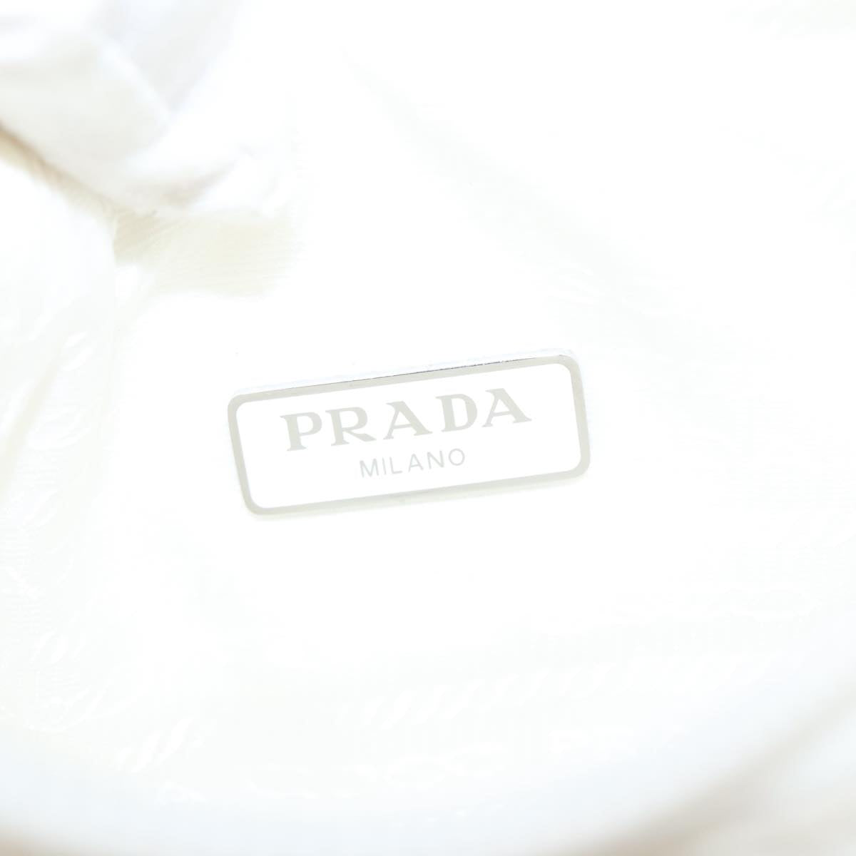 PRADA Hand Bag Nylon White Silver Auth 94394