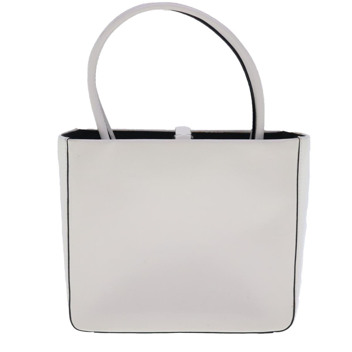 PRADA Hand Bag Leather White Auth 94403A