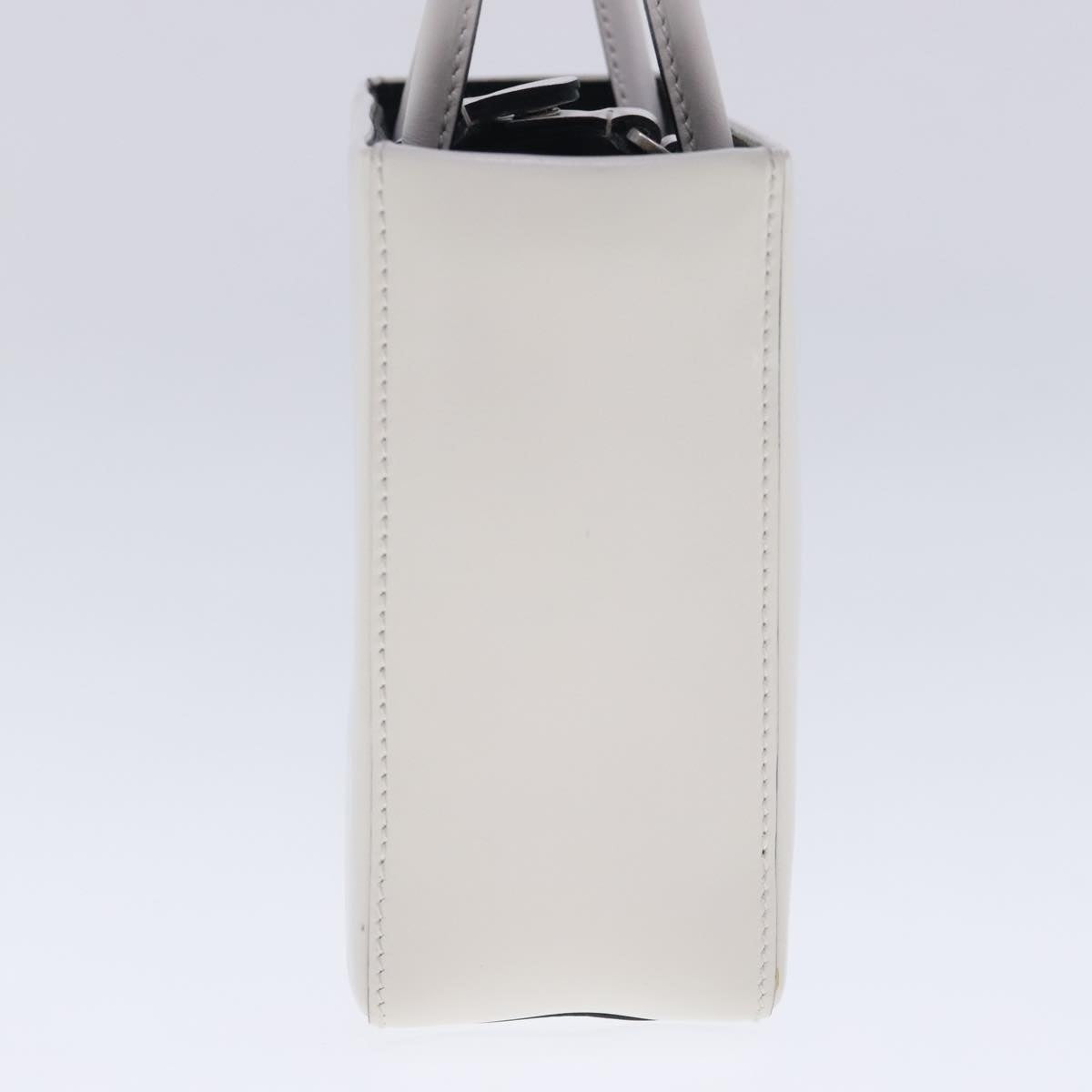 PRADA Hand Bag Leather White Auth 94403A