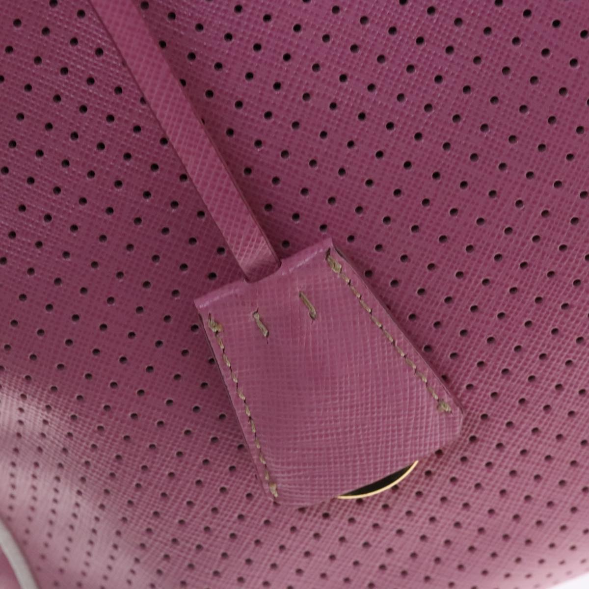 PRADA Hand Bag Leather Gold Pink Auth 94406