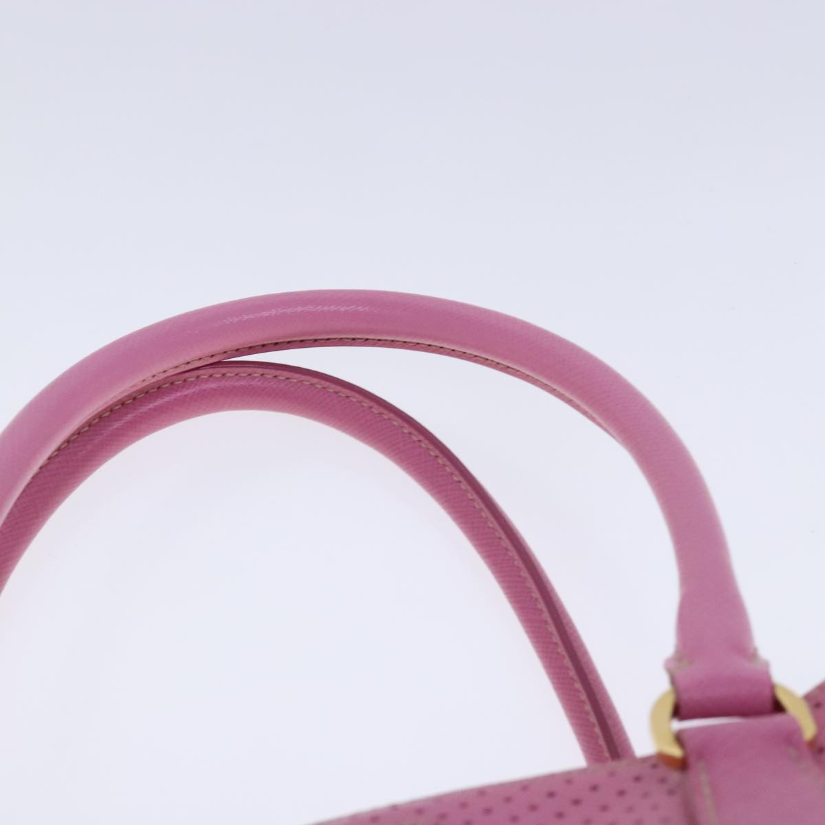 PRADA Hand Bag Leather Gold Pink Auth 94406