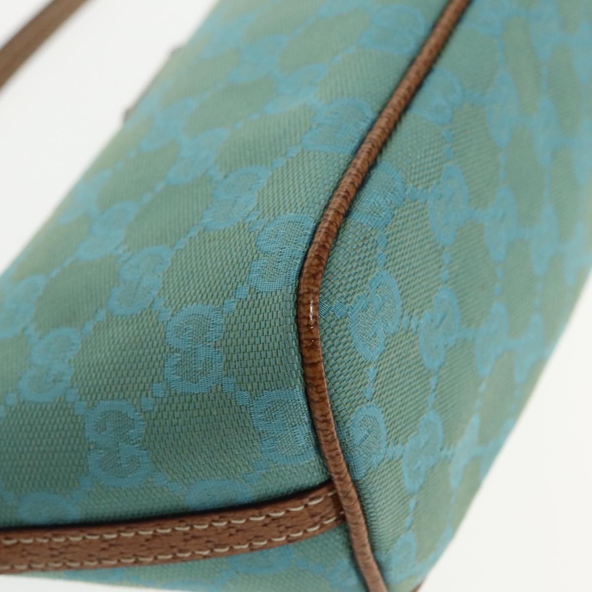 GUCCI GG Canvas Accessory Pouch Turquoise Blue Silver 07193 Auth 94436