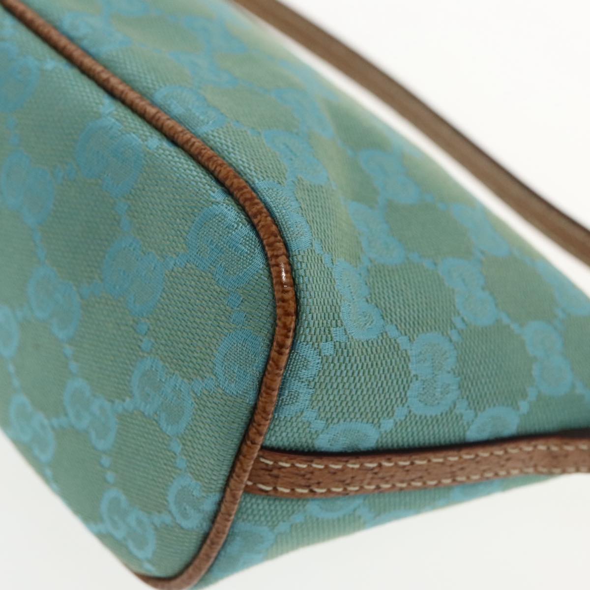 GUCCI GG Canvas Accessory Pouch Turquoise Blue Silver 07193 Auth 94436