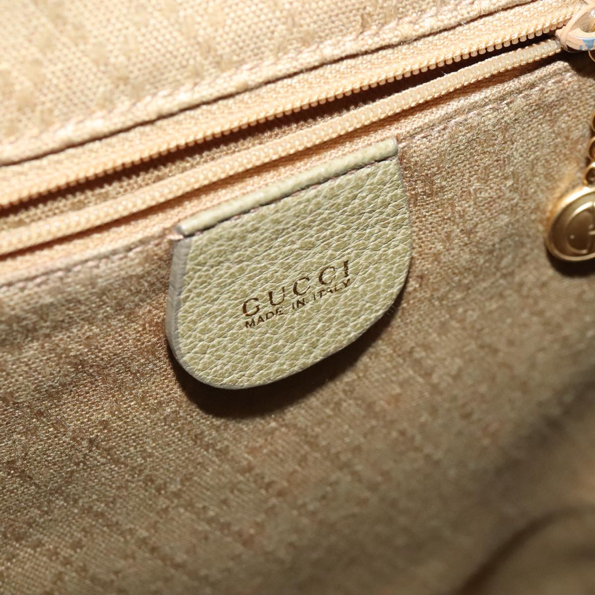 GUCCI Bamboo Backpack Suede Khaki Gold 003 2058 0016 Auth 94438