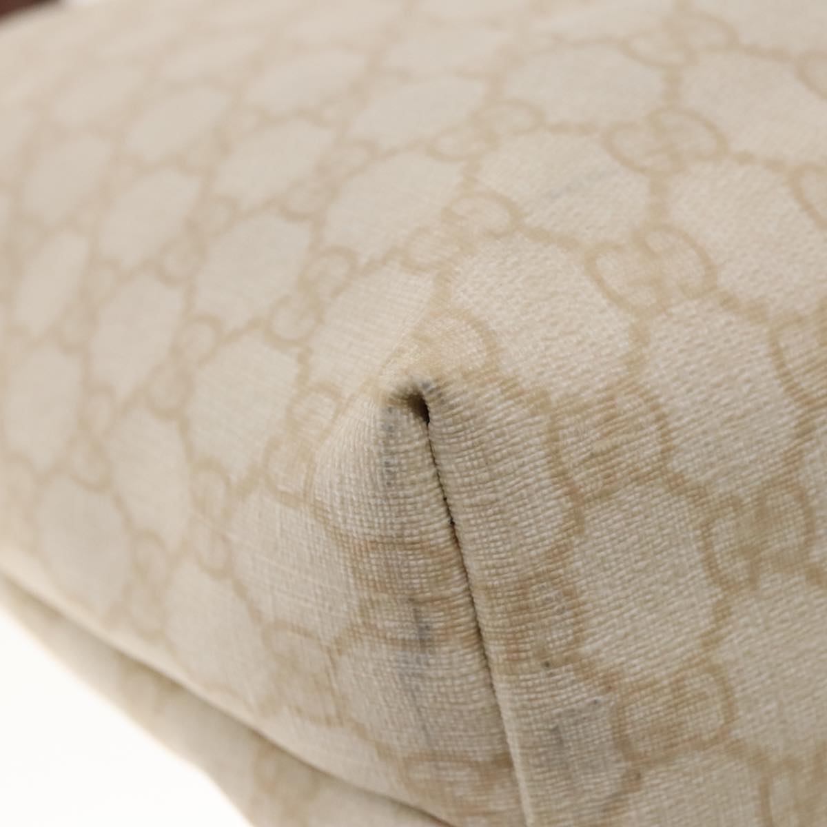 GUCCI GG Supreme Tote Bag PVC Leather Gold White 189896 Auth 94448