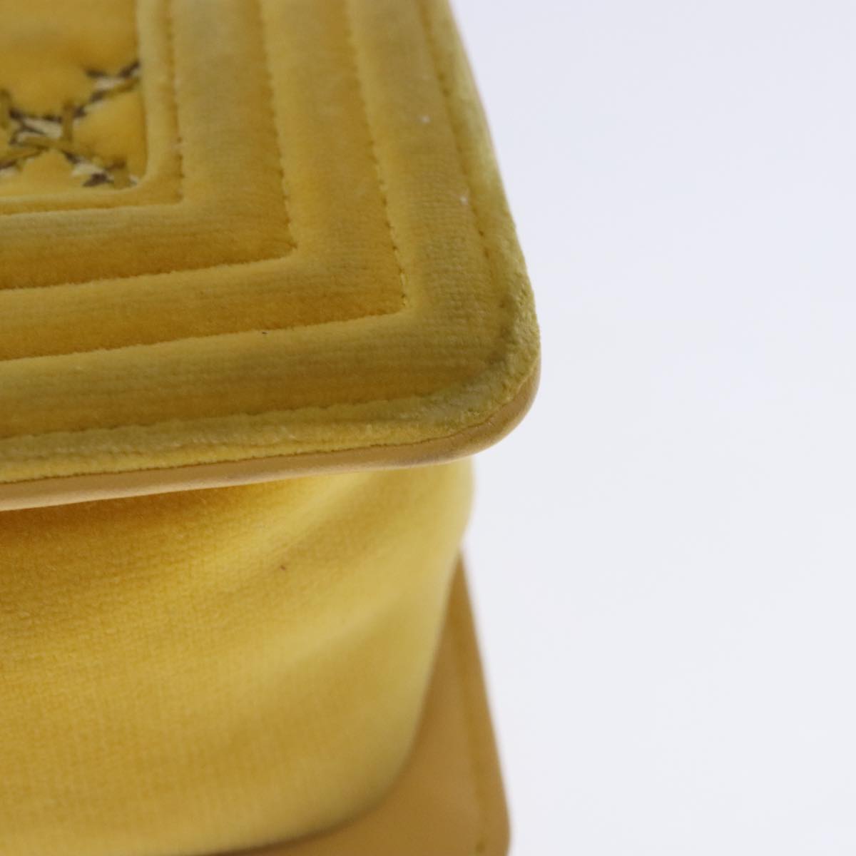 CHANEL Matelasse 20 Chain Boy Chanel Shoulder Bag Velor Yellow CC Auth 94468V