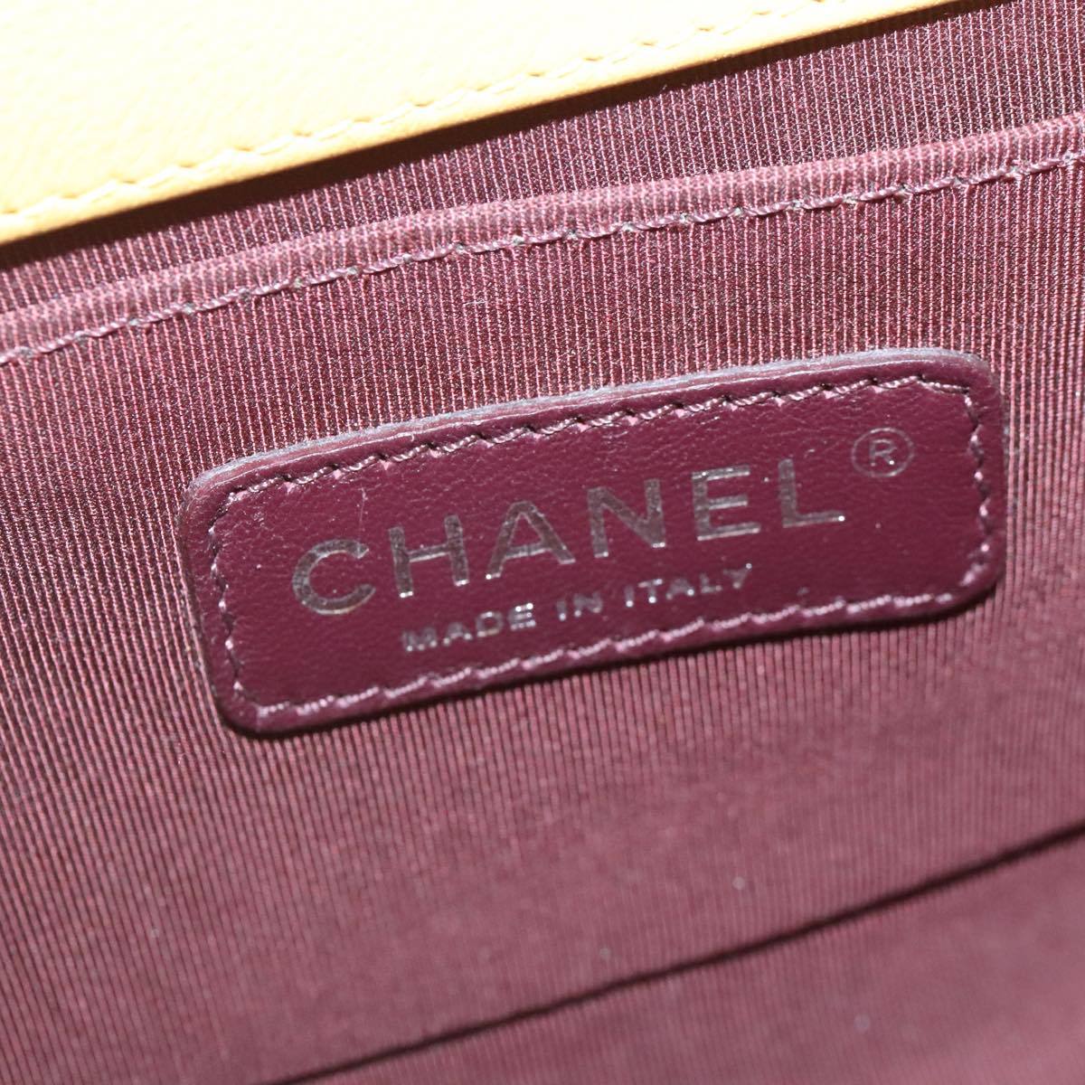 CHANEL Matelasse 20 Chain Boy Chanel Shoulder Bag Velor Yellow CC Auth 94468V