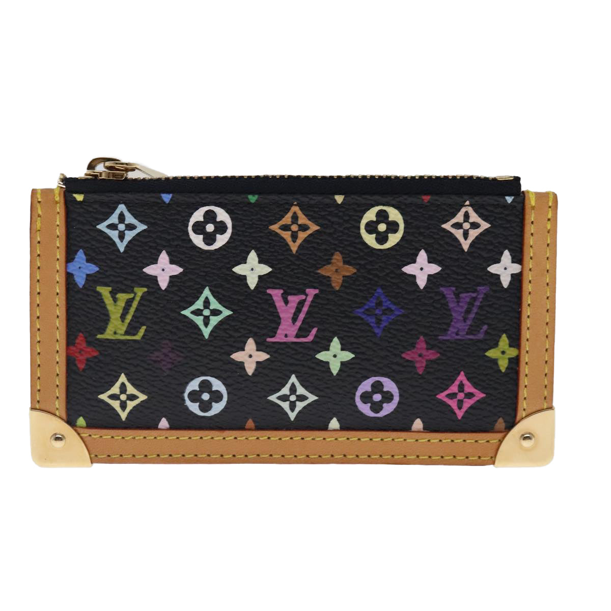 LOUIS VUITTON Monogram Multicolor Pochette Cles Purse Black M92654 Auth 94474A