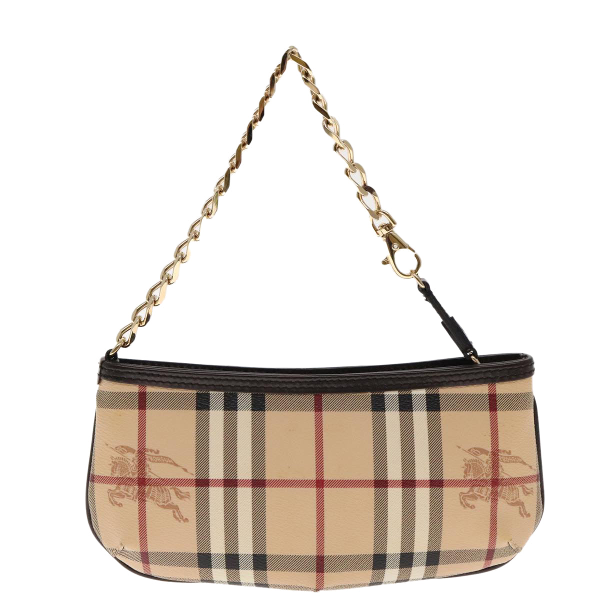 BURBERRY Nova Check Accessory Pouch PVC Beige Gold Auth 94479