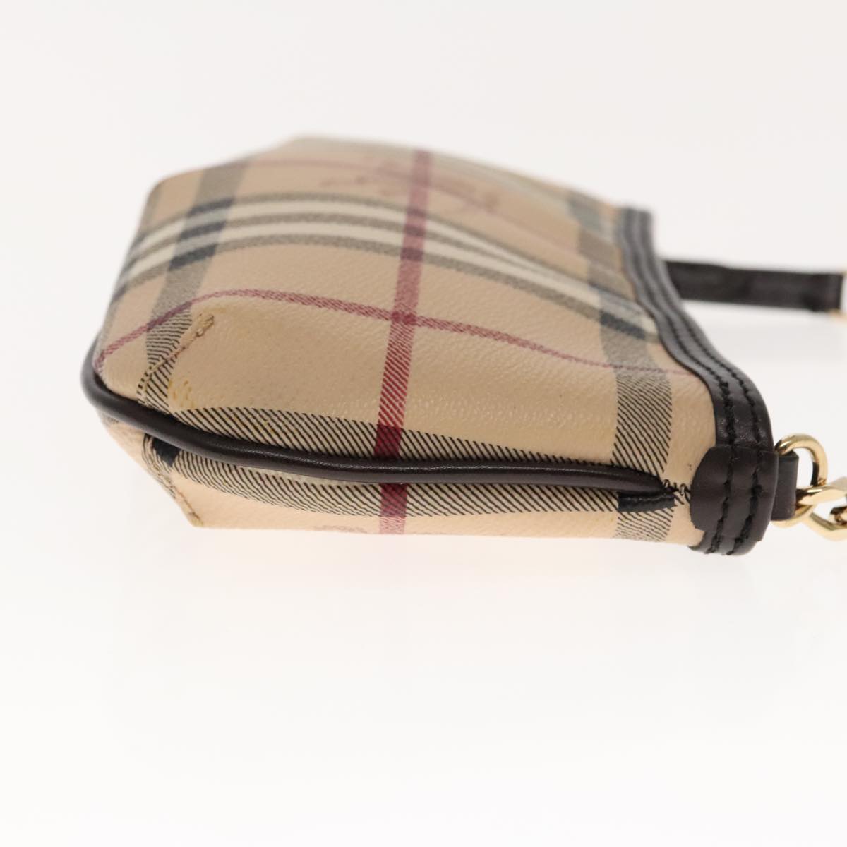 BURBERRY Nova Check Accessory Pouch PVC Beige Gold Auth 94479