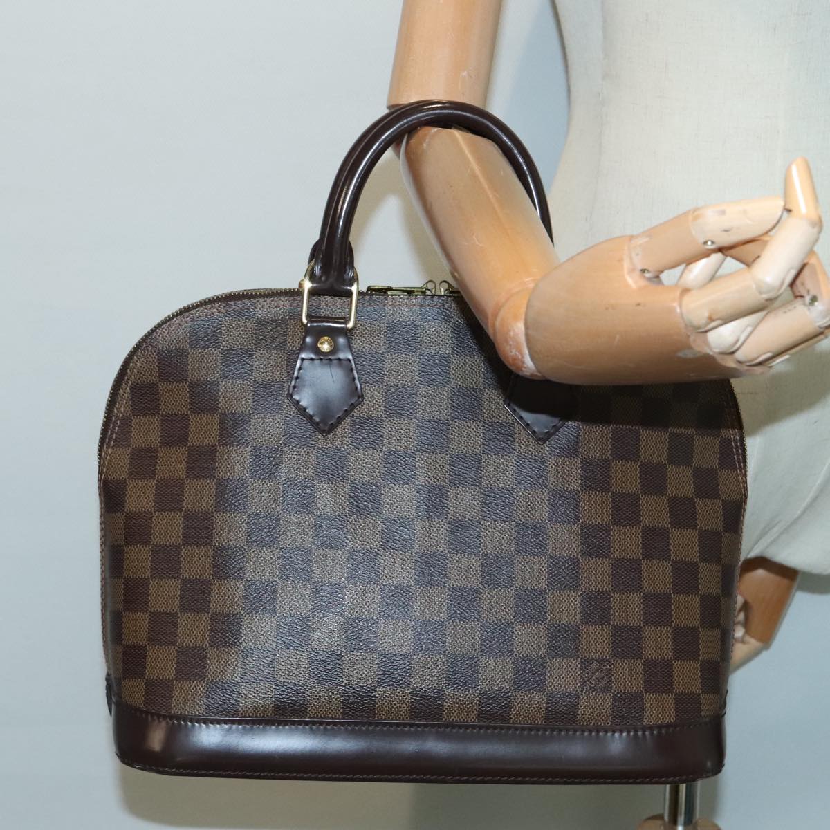 LOUIS VUITTON Damier Ebene Alma Hand Bag N51131 LV Auth 94603