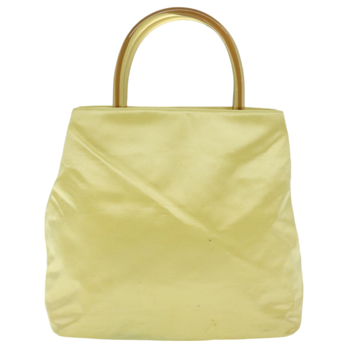 PRADA Hand Bag Satin Yellow Silver Auth 94612