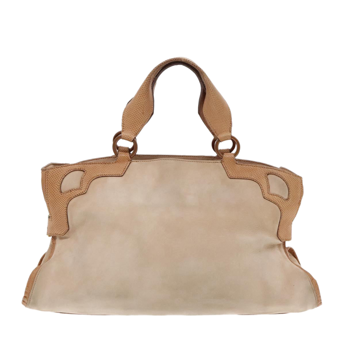 CARTIER Hand Bag Suede Leather 2way Beige Auth 94652