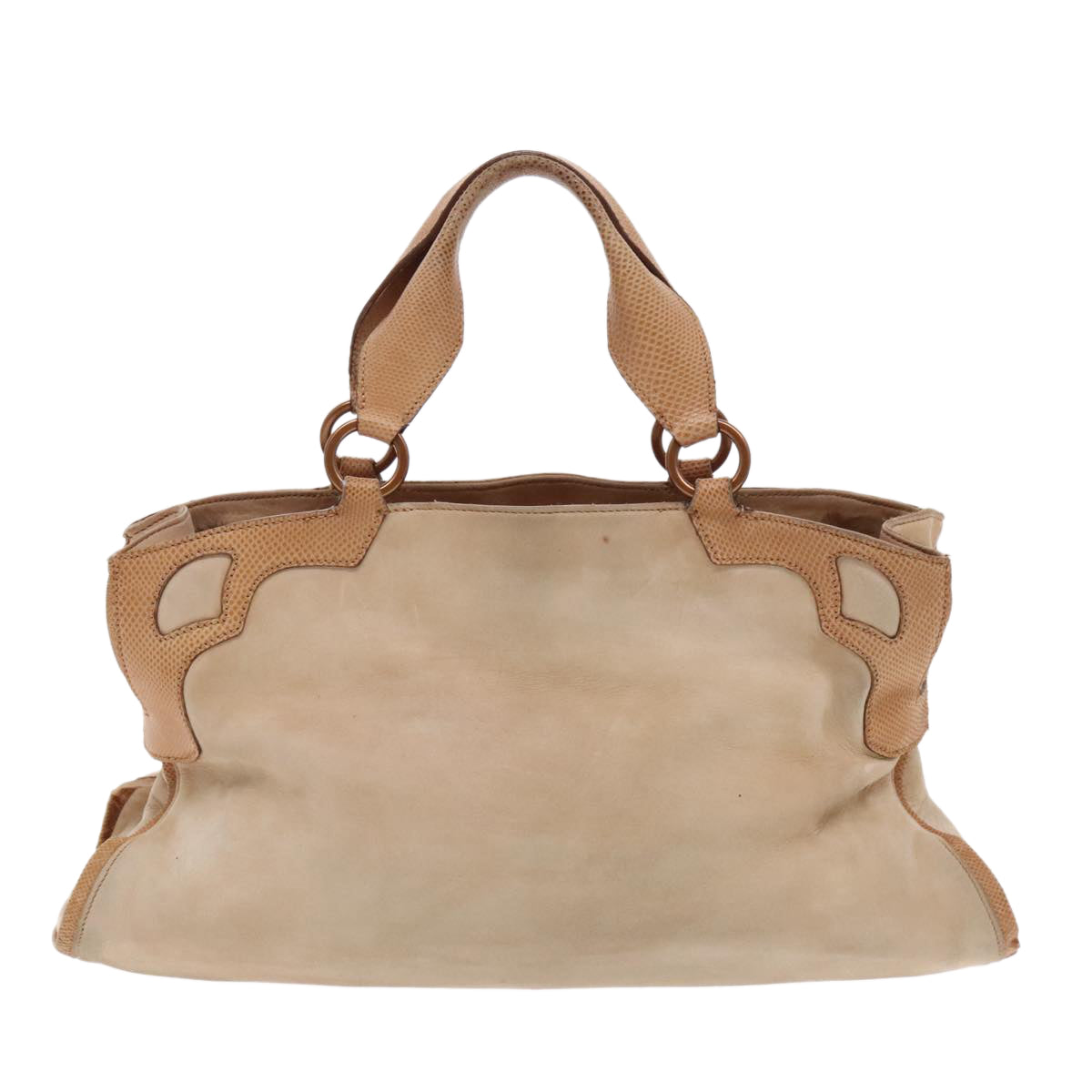 CARTIER Hand Bag Suede Leather 2way Beige Auth 94652