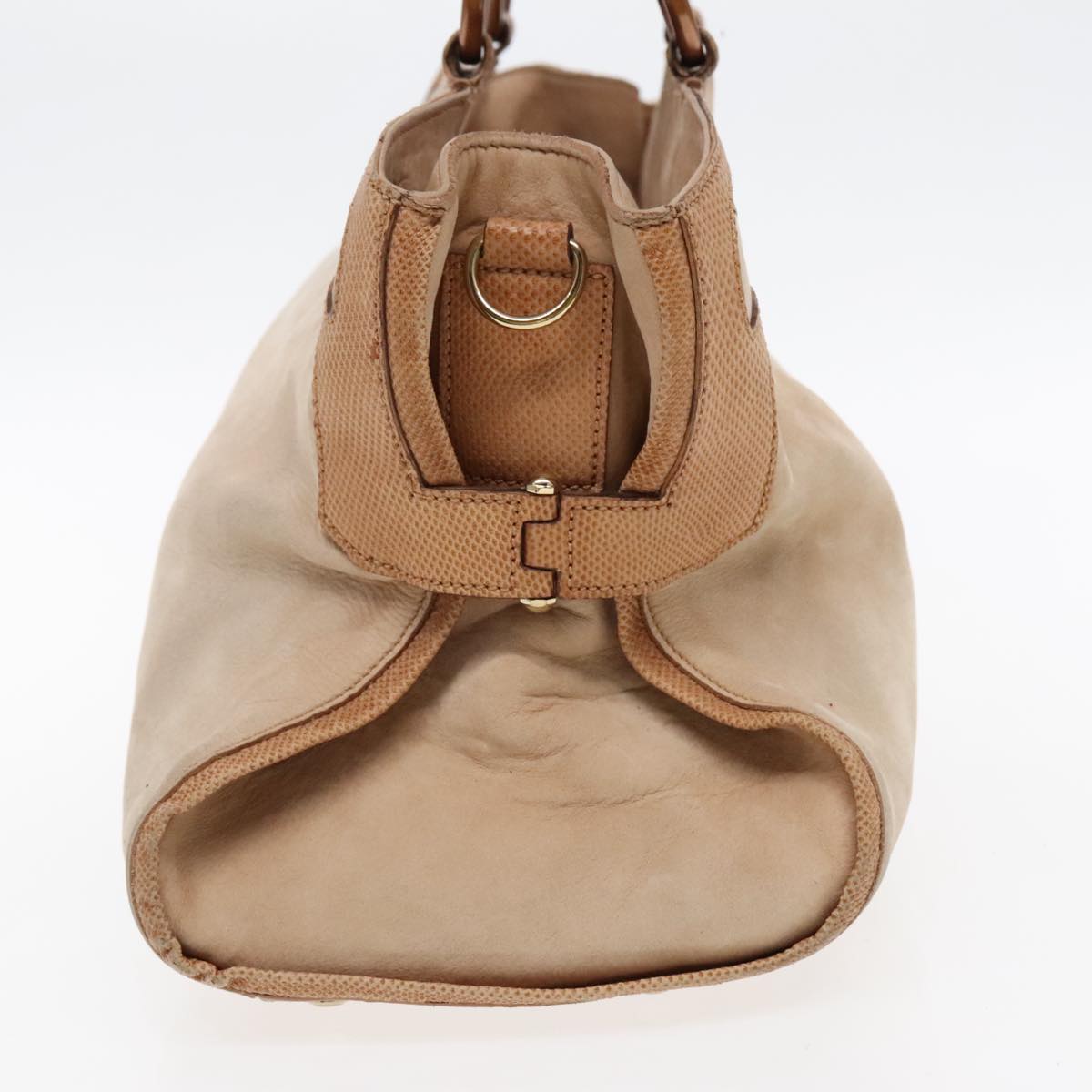 CARTIER Hand Bag Suede Leather 2way Beige Auth 94652