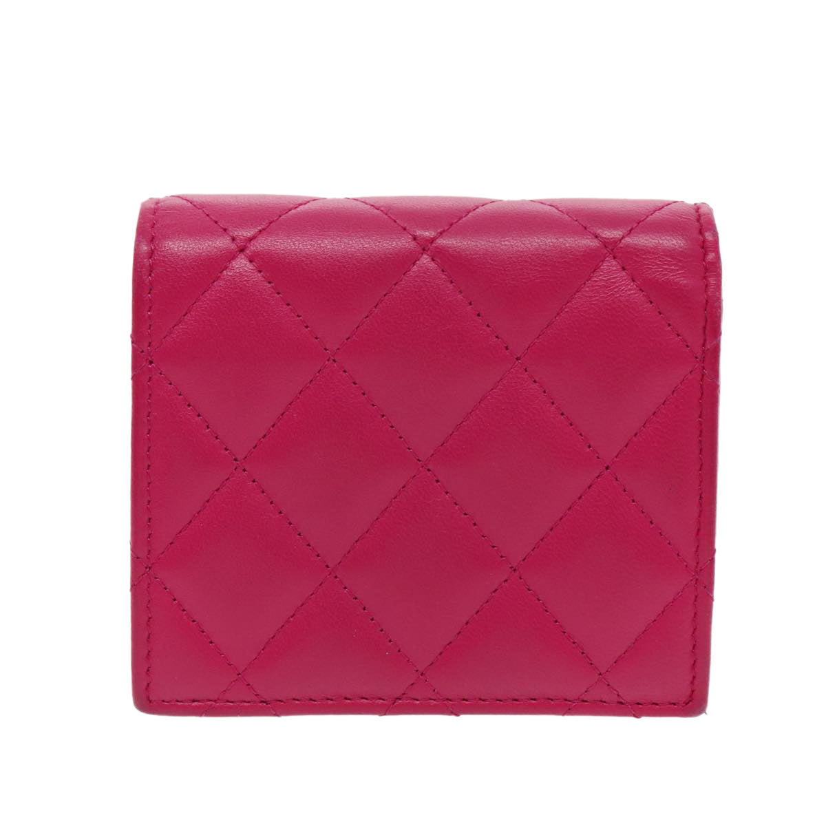 CHANEL Wallet Lamb Skin Pink Gold CC Auth 94678AM