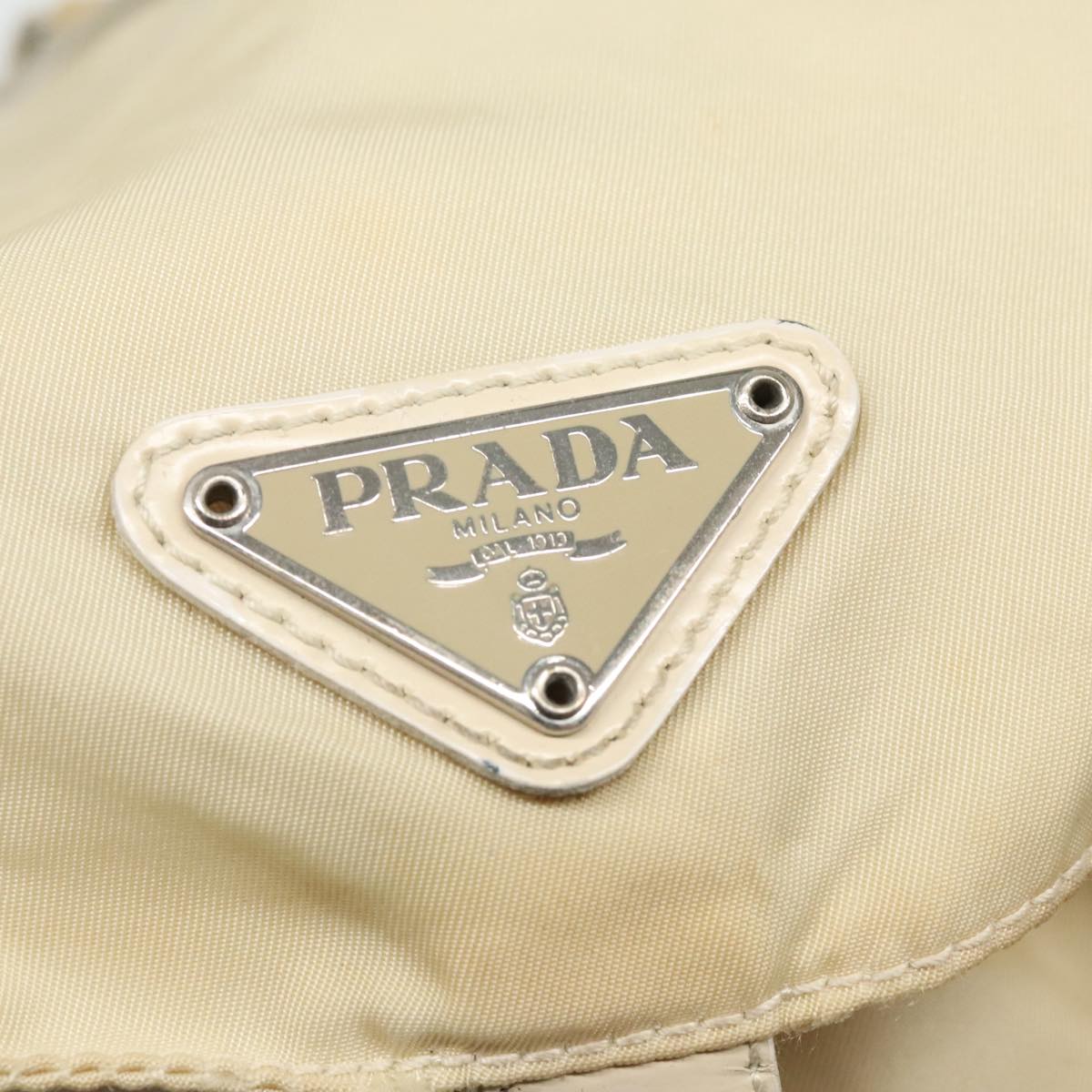 PRADA Backpack Nylon White Silver Auth 94696