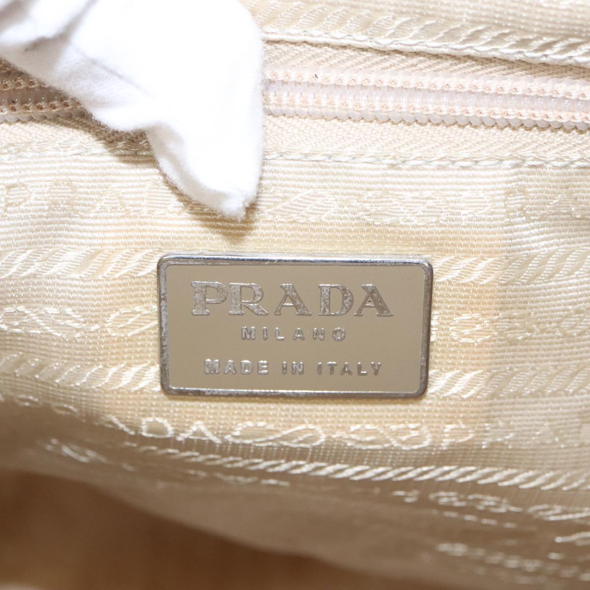 PRADA Backpack Nylon White Silver Auth 94696