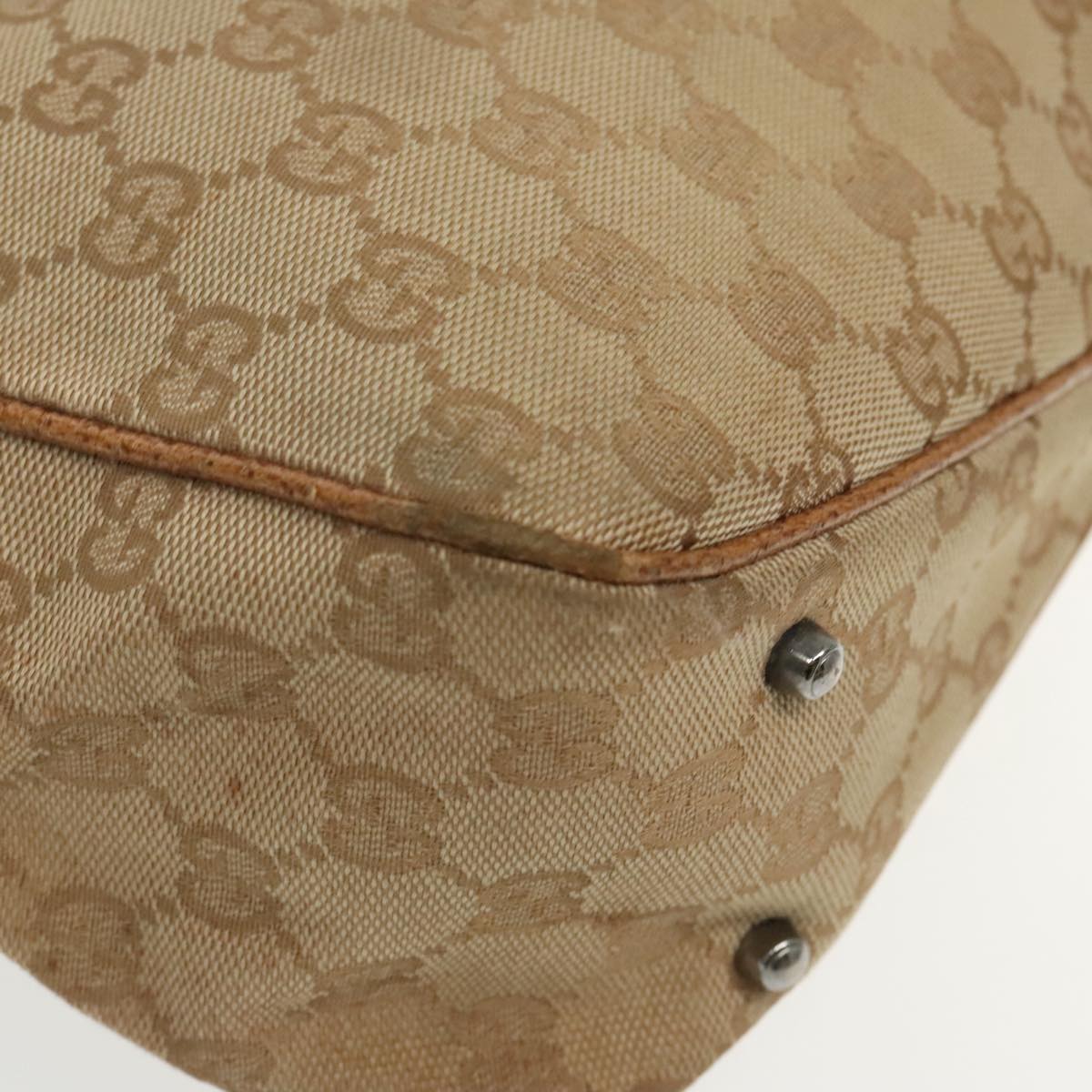 GUCCI GG Canvas Hand Bag Brown Silver 113019 3444 Auth 94718