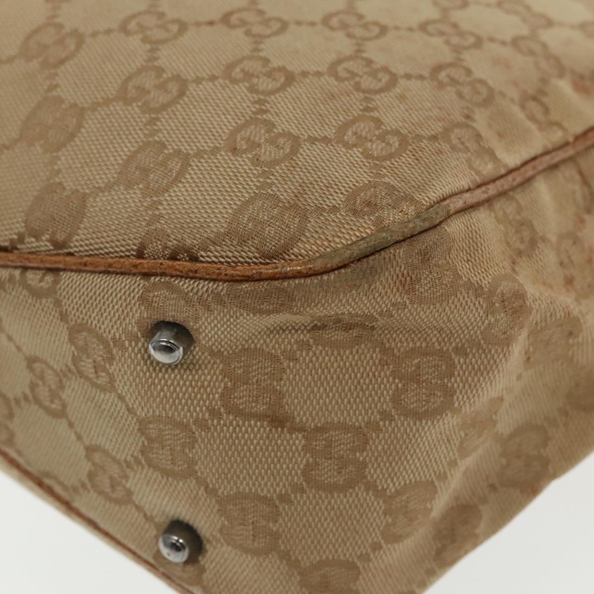 GUCCI GG Canvas Hand Bag Brown Silver 113019 3444 Auth 94718