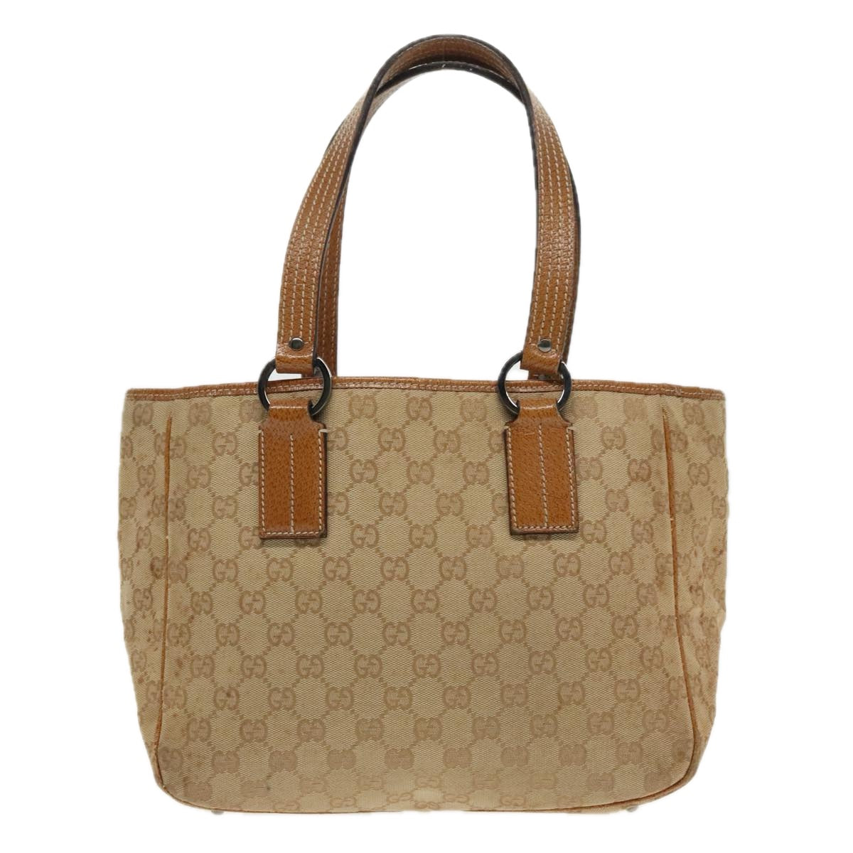 GUCCI GG Canvas Hand Bag Brown Silver 113019 3444 Auth 94718