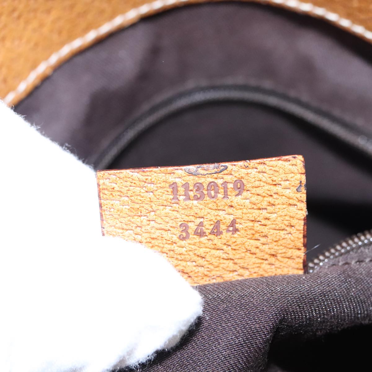GUCCI GG Canvas Hand Bag Brown Silver 113019 3444 Auth 94718