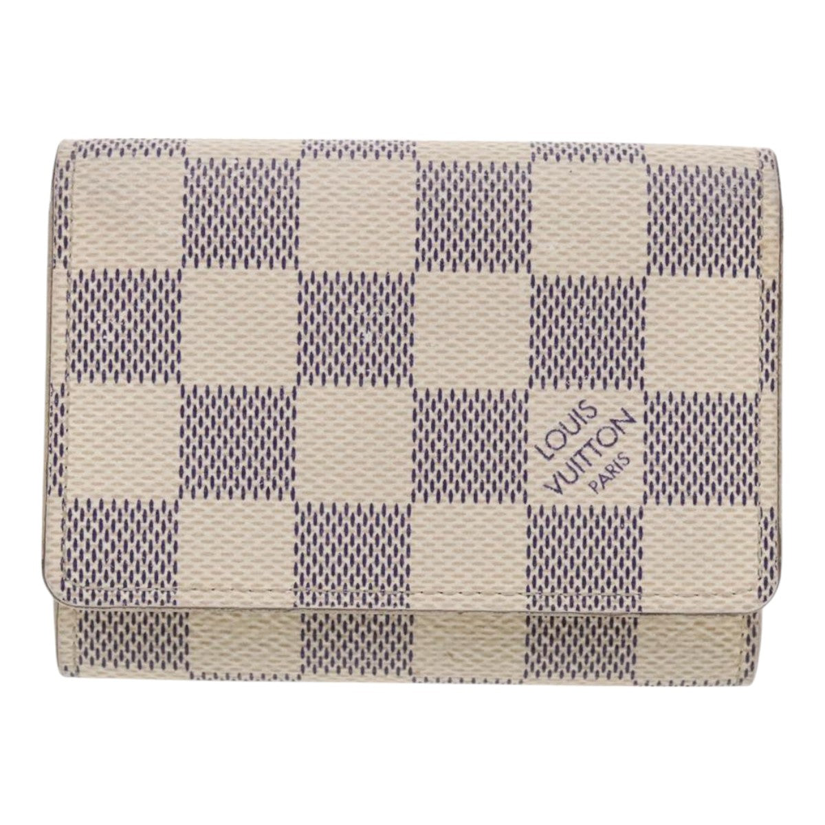 LOUIS VUITTON Damier Azur Vernis Card Case 2Set Pomme D'amour LV Auth 94735