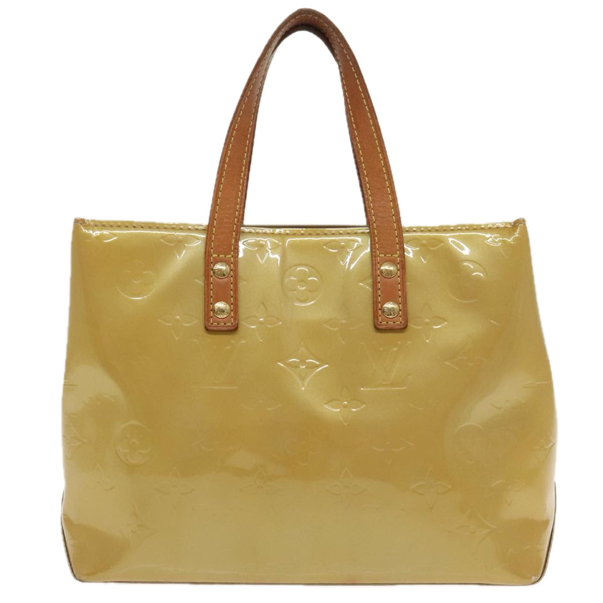 LOUIS VUITTON Monogram Vernis Reade PM Hand Bag Beige M91334 LV Auth 94767