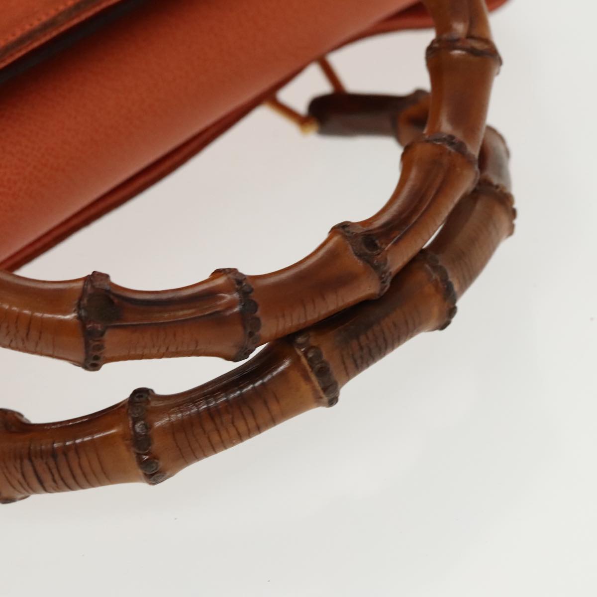 GUCCI Bamboo Hand Bag Suede 2way Orange Gold 002 123 0322 Auth 94808