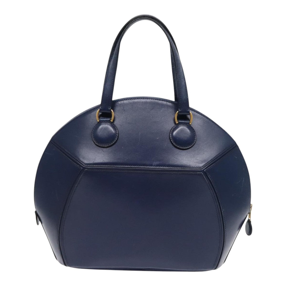 HERMES Ildo Shiki Hand Bag Leather Blue Gold Auth 94816A