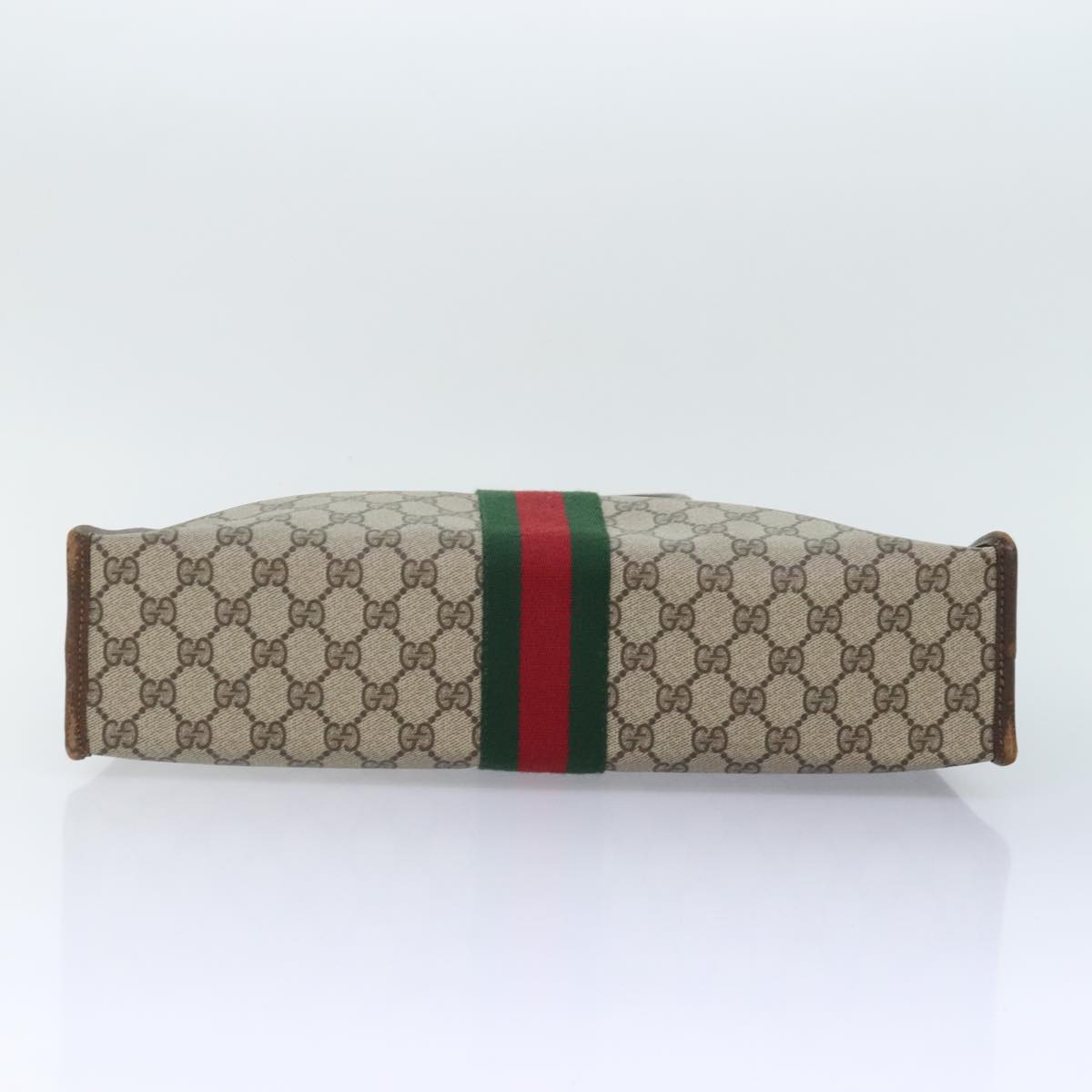 GUCCI GG Canvas Web Sherry Line Hand Bag PVC Leather Beige Red Green Auth 94850