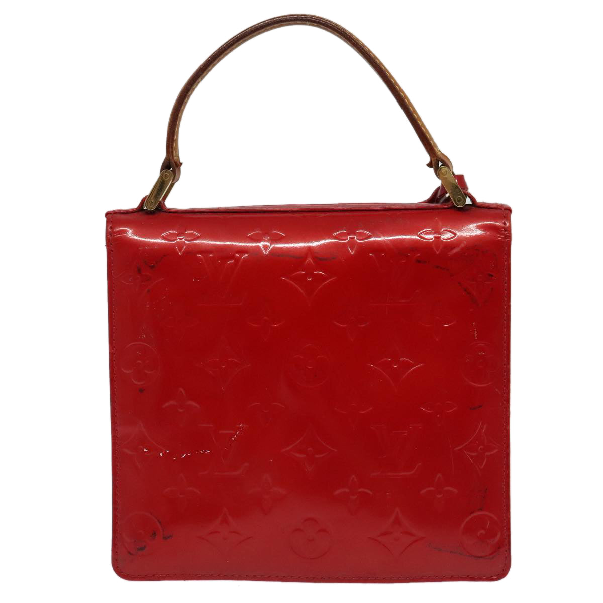 LOUIS VUITTON Monogram Vernis Spring Street Hand Bag Red M91135 LV Auth 94909