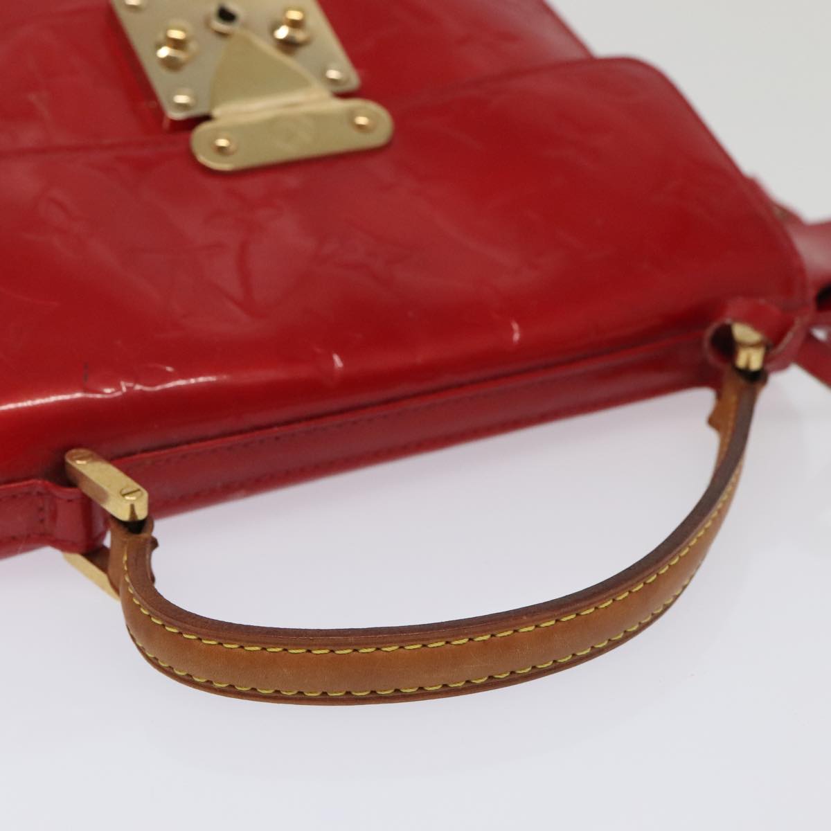 LOUIS VUITTON Monogram Vernis Spring Street Hand Bag Red M91135 LV Auth 94909