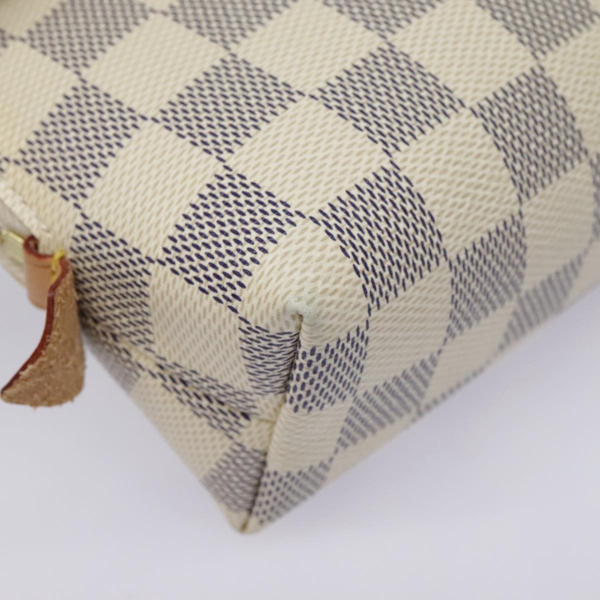 LOUIS VUITTON Damier Azur Pochette Cosmetic PM Pouch N60024 LV Auth 94941