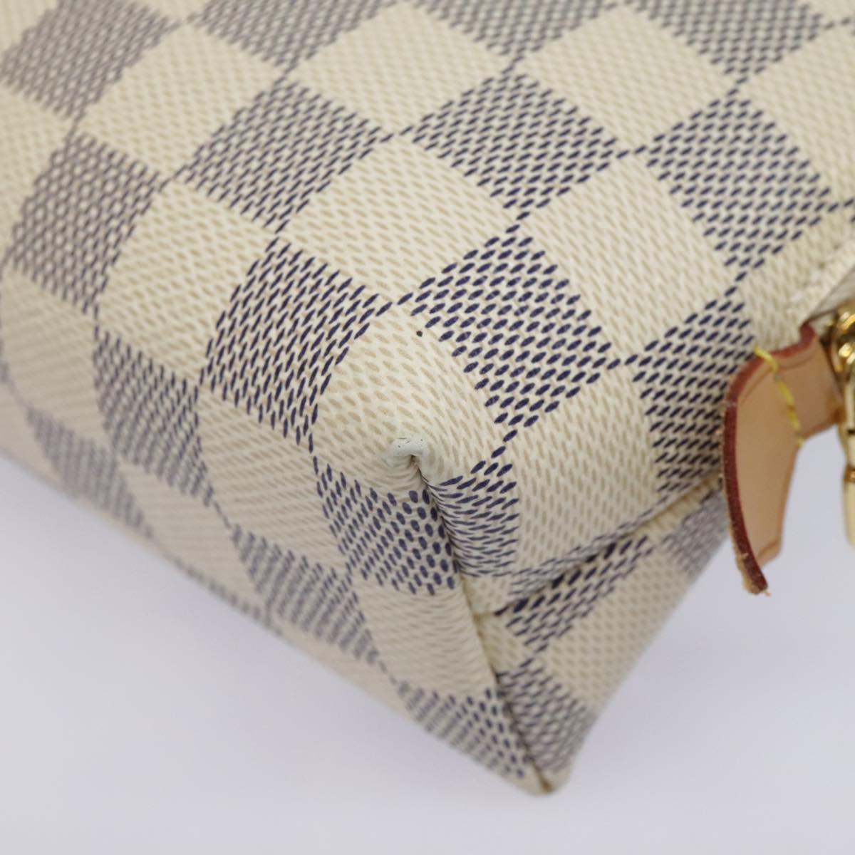 LOUIS VUITTON Damier Azur Pochette Cosmetic PM Pouch N60024 LV Auth 94941