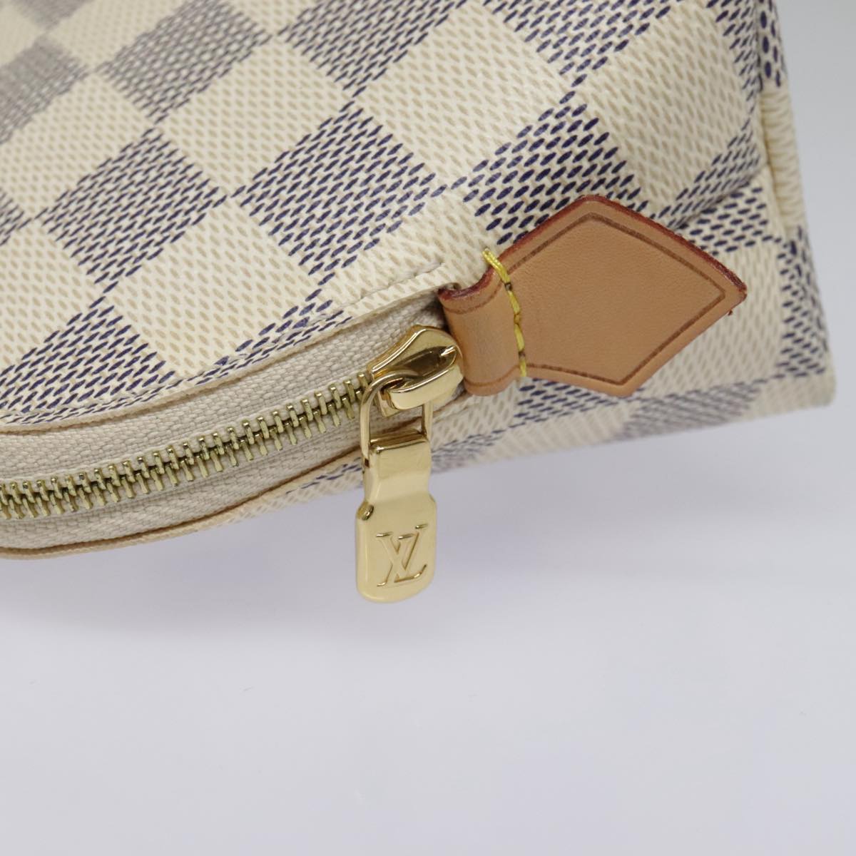 LOUIS VUITTON Damier Azur Pochette Cosmetic PM Pouch N60024 LV Auth 94941