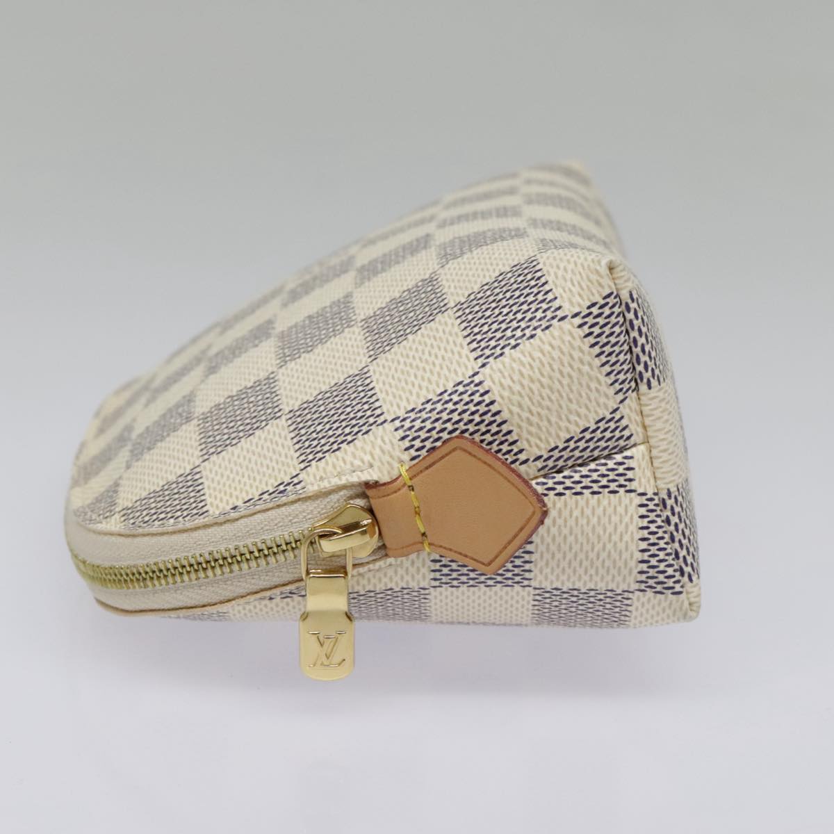 LOUIS VUITTON Damier Azur Pochette Cosmetic PM Pouch N60024 LV Auth 94941