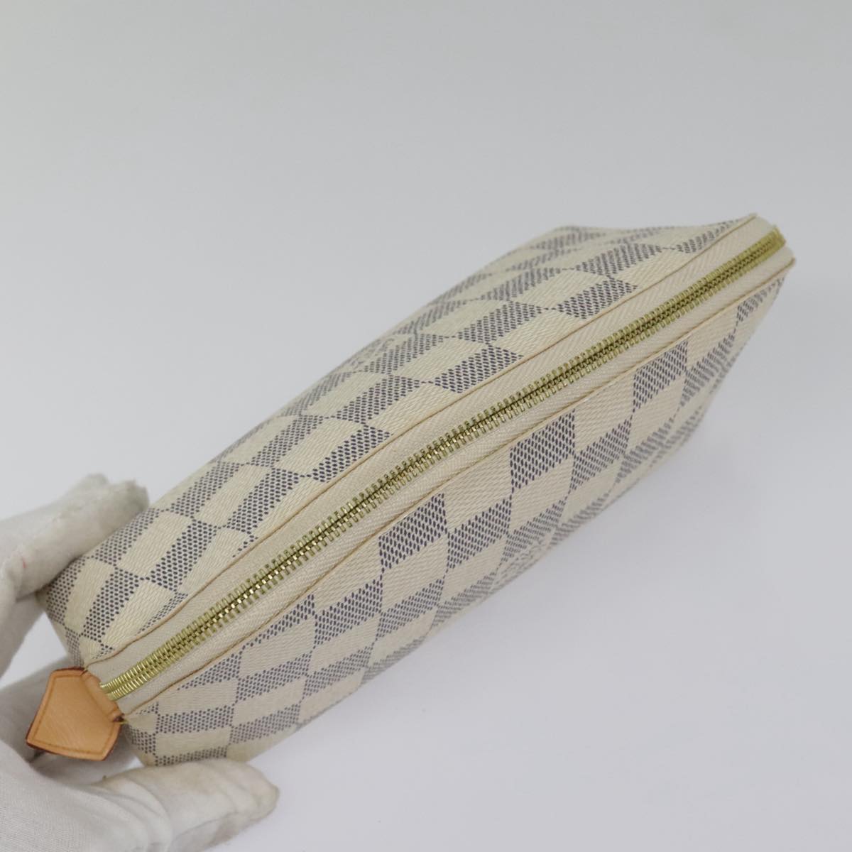 LOUIS VUITTON Damier Azur Pochette Cosmetic PM Pouch N60024 LV Auth 94941