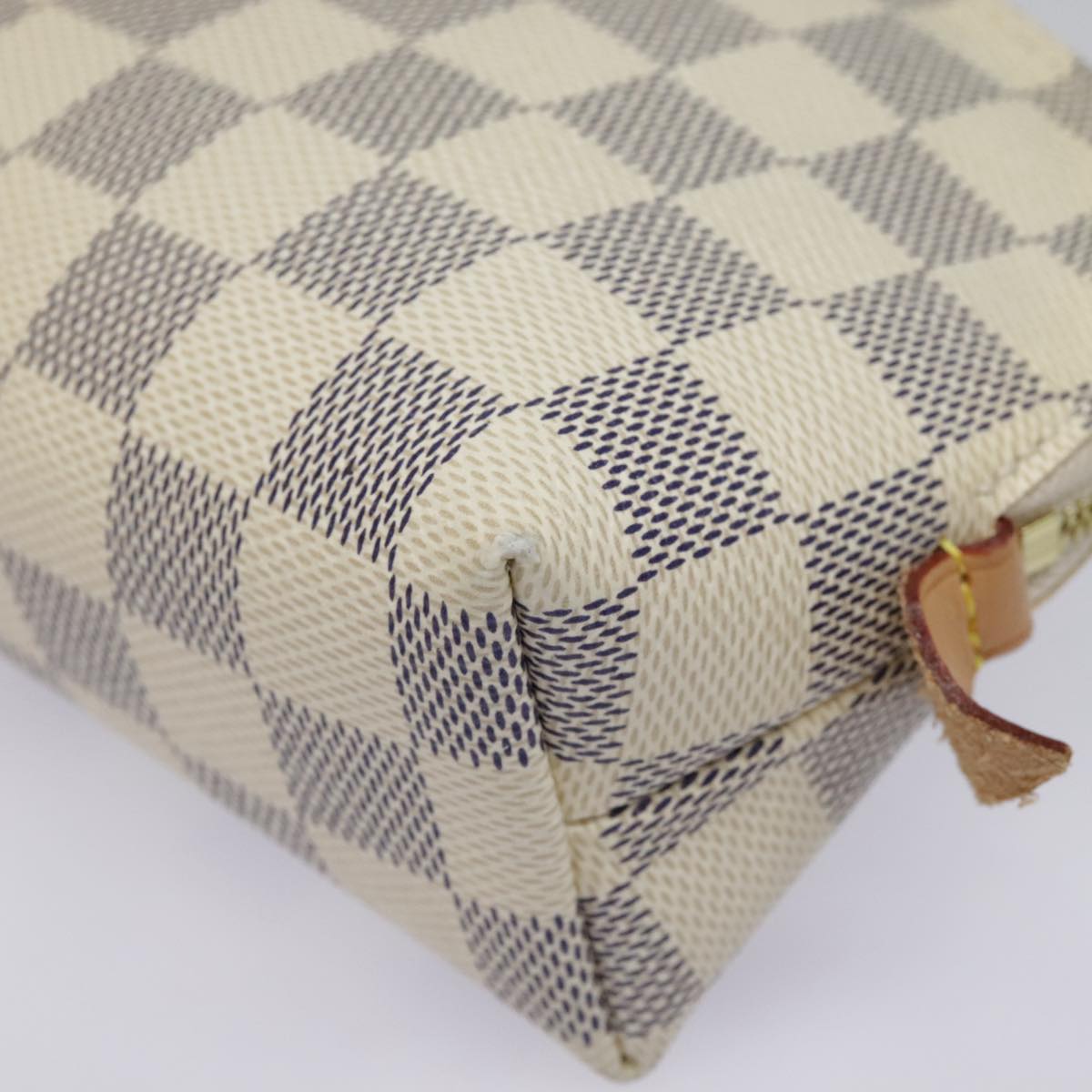 LOUIS VUITTON Damier Azur Pochette Cosmetic PM Pouch N60024 LV Auth 94941